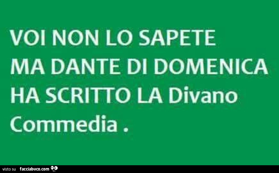 Voi non lo sapete ma dante di domenica ha scritto la divano commedia