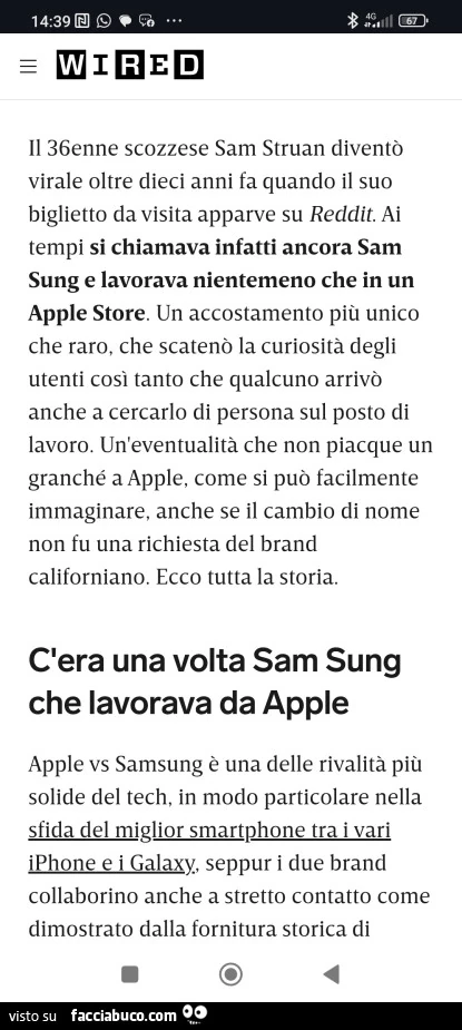 Il 36enne scozzese sam struan diventò virale oltre dieci anni fa quando il suo biglietto da visita apparve su reddit