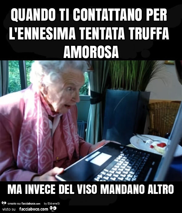 Quando ti contattano per l'ennesima tentata truffa amorosa ma invece del viso mandano altro