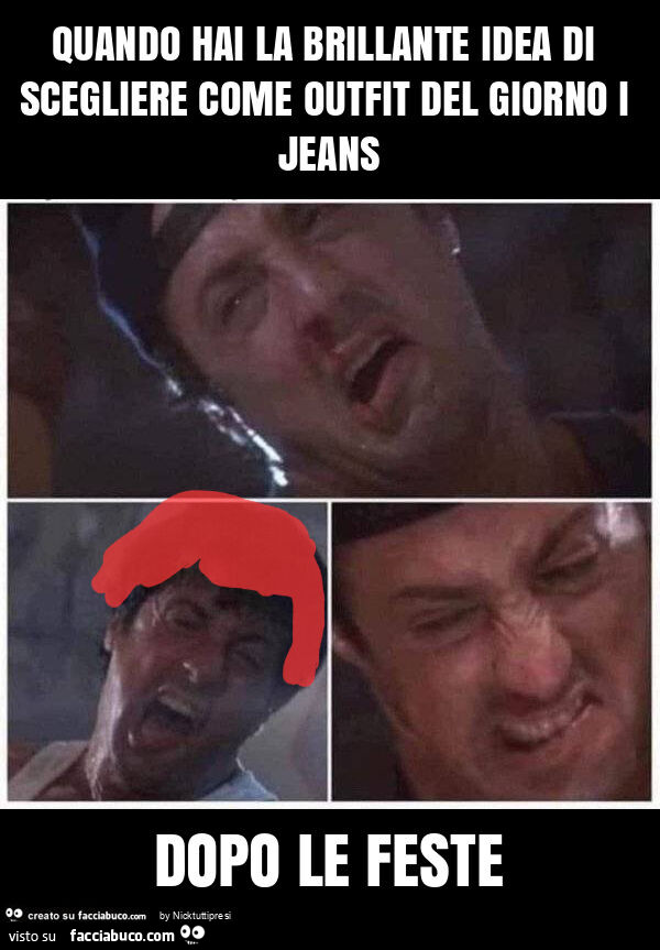 Quando hai la brillante idea di scegliere come outfit del giorno i jeans dopo le feste
