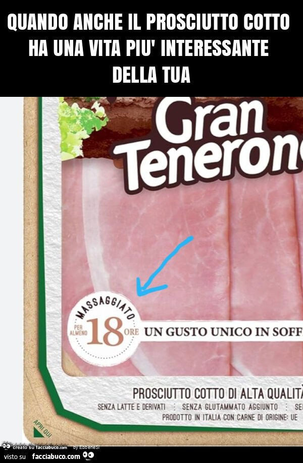 Quando anche il prosciutto cotto ha una vita più interessante della tua