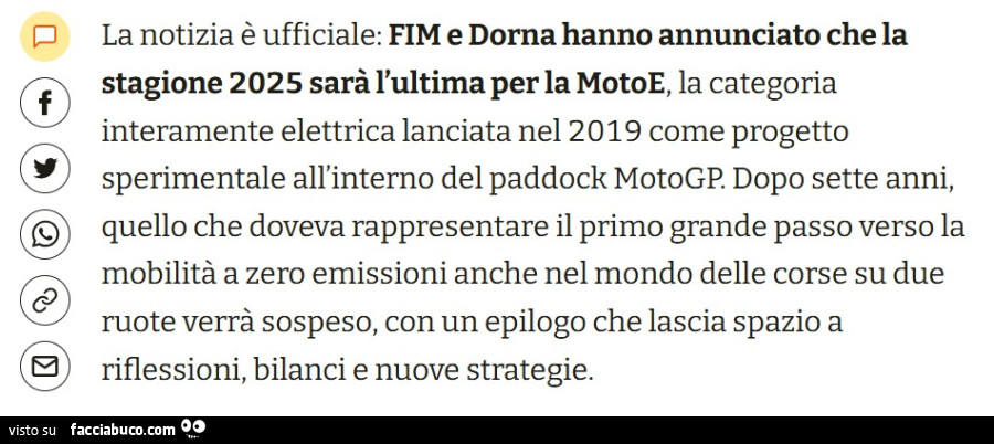 La Moto E chiude