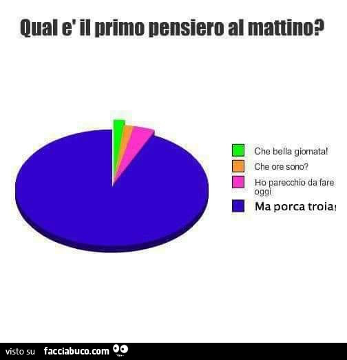 Qual è il primo pensiero al mattino? Ma porca troia