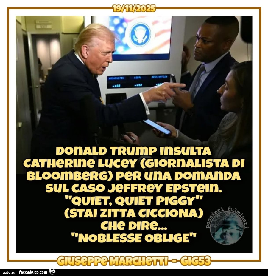 Trump Jeffrey Epstein cicciona giornalista