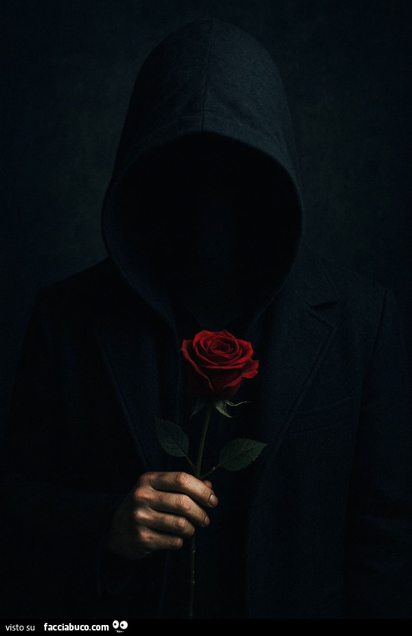 Incappucciato con rosa rossa