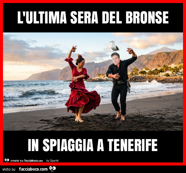 L'ultima sera del bronse in spiaggia a tenerife