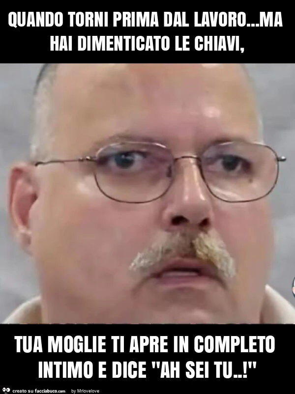 Quando torni prima dal lavoro&hellip; ma hai dimenticato le chiavi, tua moglie ti apre in completo intimo e dice "ah sei tu. ! "