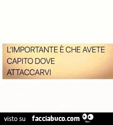 L'importante è che avete capito dove attacarvi