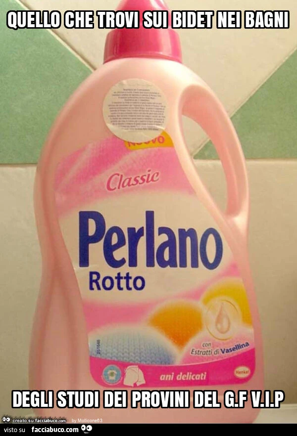 Quello che trovi sui bidet nei bagni degli studi dei provini del g. F v. I. P