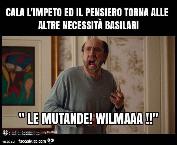 Cala l'impeto ed il pensiero torna alle altre necessità basilari