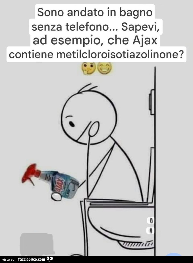 Sono andato in bagno senza telefono… sapevi, ad esempio, che ajax contiene metilcloroisotiazolinone?