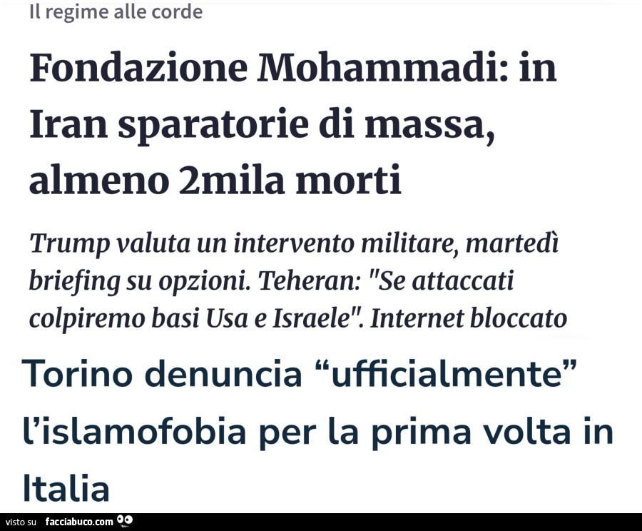 Mohammadi: in iran sparatorie di massa, almeno 2mila morti