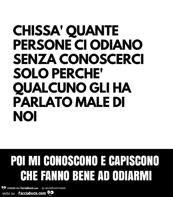 Poi mi conoscono e capiscono che fanno bene ad odiarmi