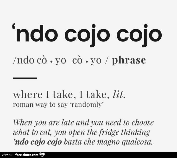 'ndo cojo cojo where i take, i take