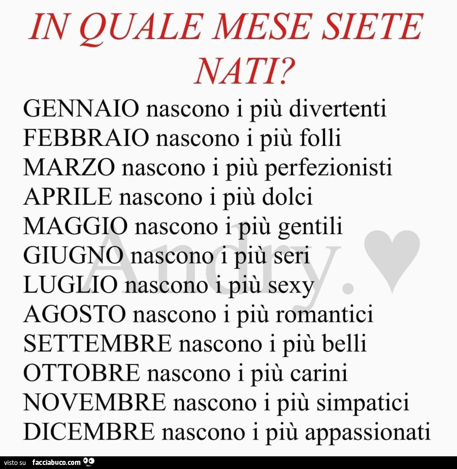 In quale mese siete nati?