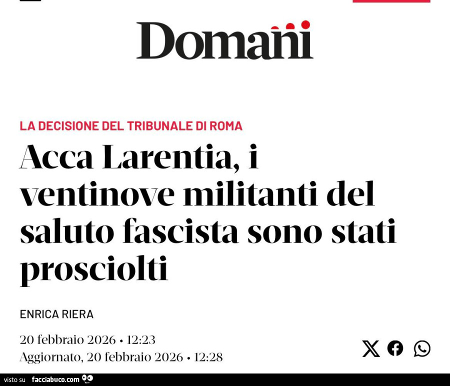 Acca larentia, i ventinoeve militanti del saluto fascista sono stati prosciolti