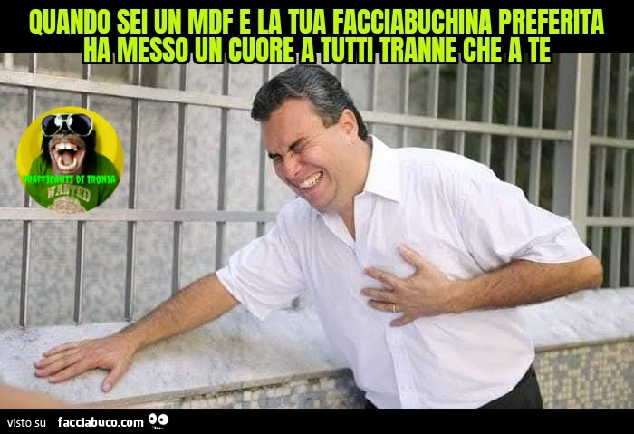 Quando sei un mdf e la tua facciabuchina preferita ha messo un cuore a tutti tranne che a te