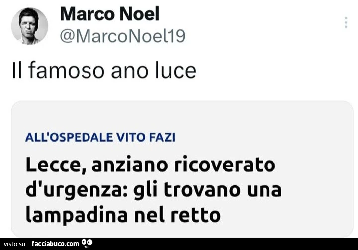 Il famoso ano luce. Lecce, anziano ricoverato d'urgenza: gli trovano una lampadina nel retto