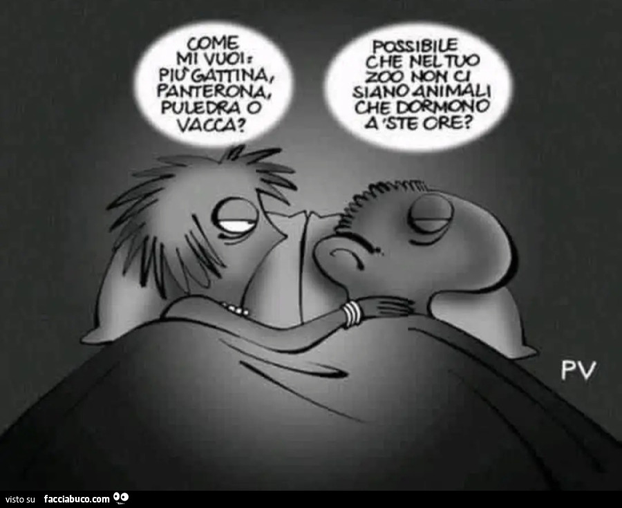 Come mi vuoi più gattina pantera puledra o vaccate possibile che nel tuo zoo non ci siano animali che dormono a ste ore
