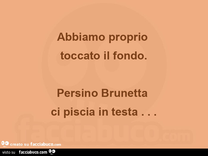 Abbiamo proprio  toccato il fondo. Persino brunetta  ci piscia in testa