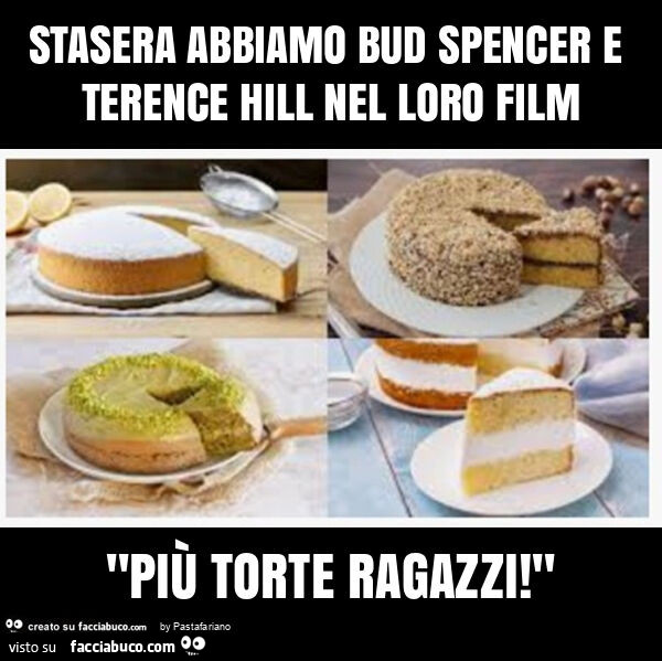 Stasera abbiamo bud spencer e terence hill nel loro film "più torte ragazzi! "