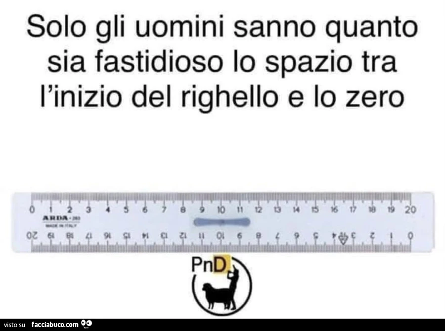 Solo gli uomini sanno quanto sia fastidioso lo spazio tra l'inizio del righello e lo zero