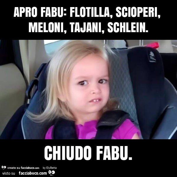 Apro fabu: flotilla, scioperi, meloni, tajani, schlein. Chiudo fabu
