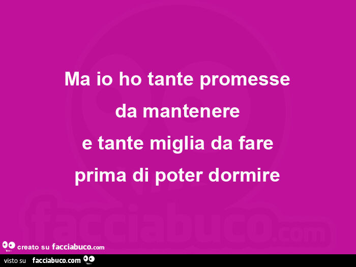 Ho promesse da mantenere e miglia da percorrere prima di dormire. Robert Frost