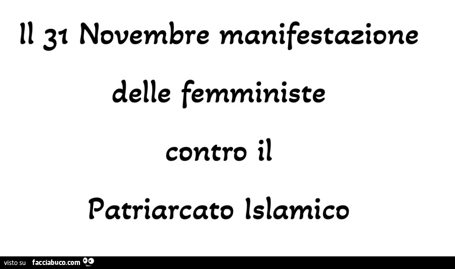 Il 31 novembre manifestazione delle femministe contro il patriarcato islamico