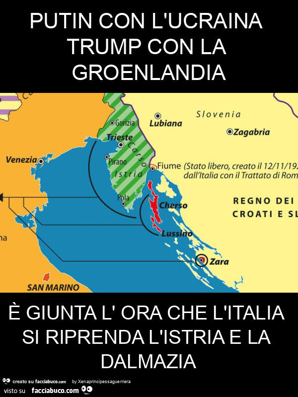 Putin con l'ucraina trump con la groenlandia è giunta l' ora che l'italia si riprenda l'istria e la dalmazia