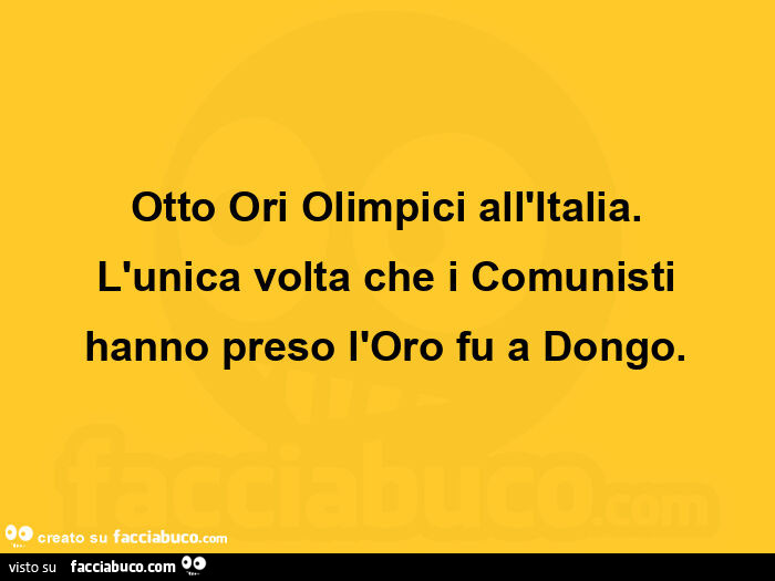 Otto ori olimpici all'italia. L'unica volta che i comunisti hanno preso l'oro fu a dongo