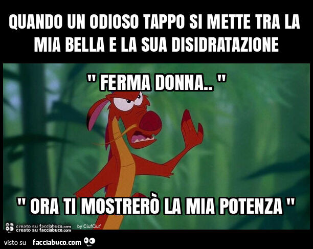 Quando un odioso tappo si mette tra la mia bella e la sua disidratazione