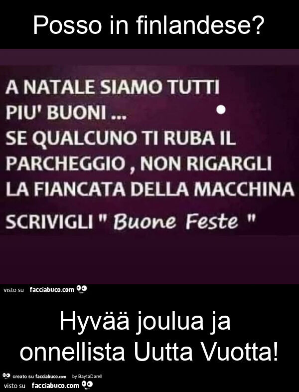 Posso in finlandese? Hyvää joulua ja onnellista uutta vuotta