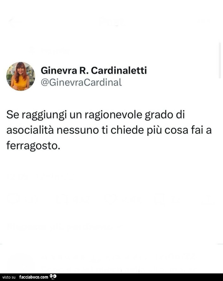 Se raggiungi un ragionevole grado di asocialità nessuno ti chiede più cosa fai a ferragosto