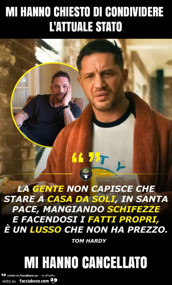 Mi hanno chiesto di condividere l'attuale stato mi hanno cancellato