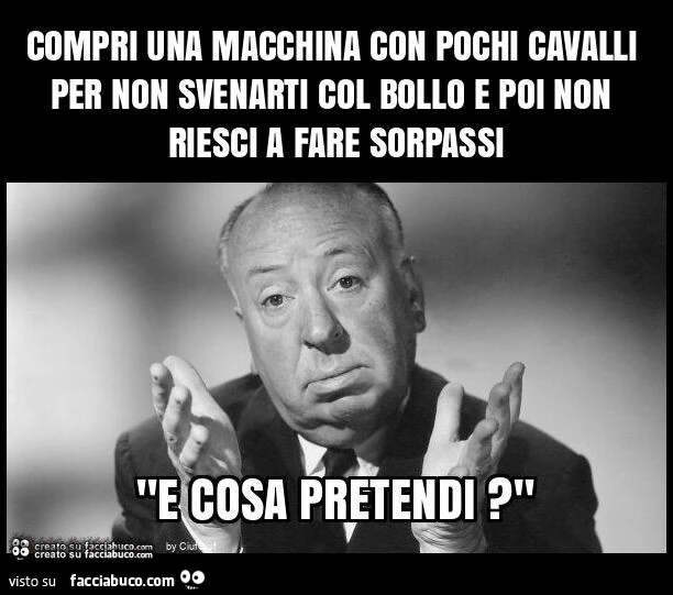Compri una macchina con pochi cavalli per non svenarti col bollo e poi non riesci a fare sorpassi