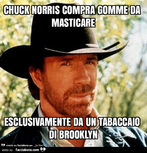 Chuck norris compra gomme da masticare esclusivamente da un tabaccaio di brooklyn