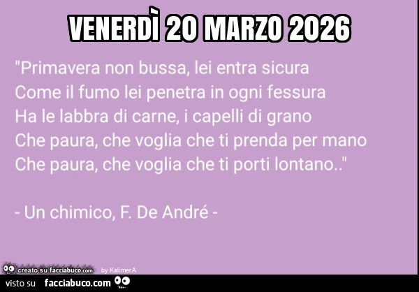 Venerdì 20 marzo 2026