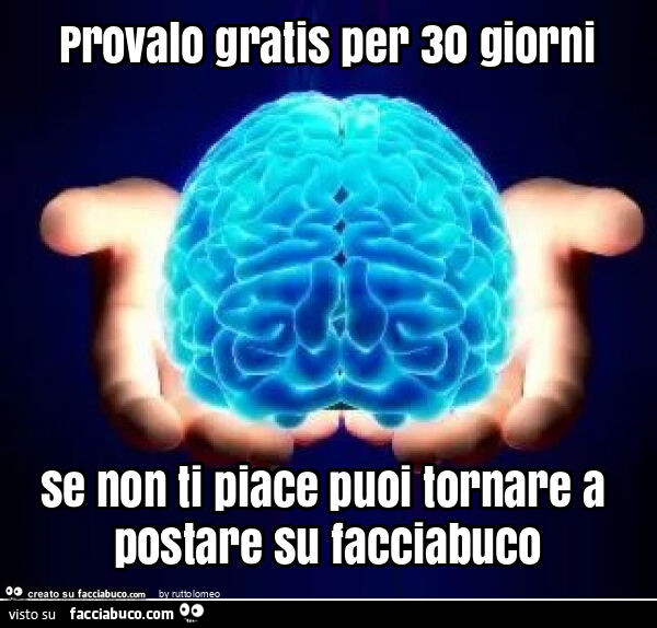 Provalo gratis per 30 giorni se non ti piace puoi tornare a postare su facciabuco
