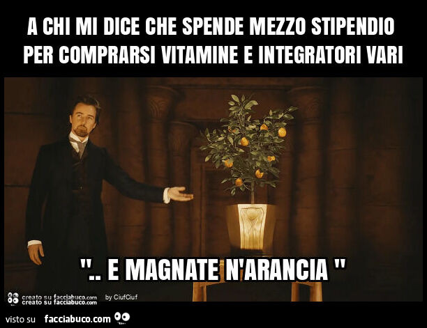 A chi mi dice che spende mezzo stipendio per comprarsi vitamine e integratori vari