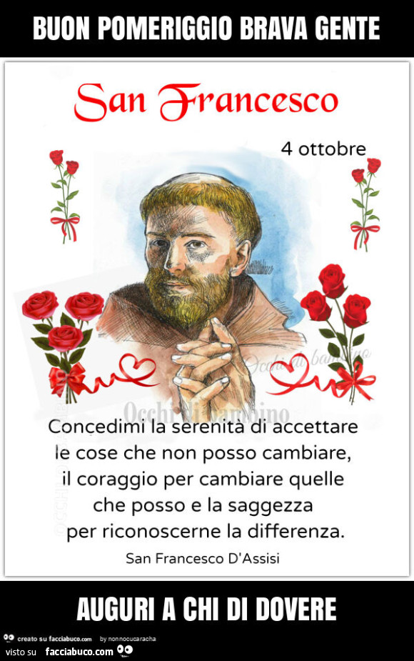 Buon pomeriggio brava gente auguri a chi di dovere