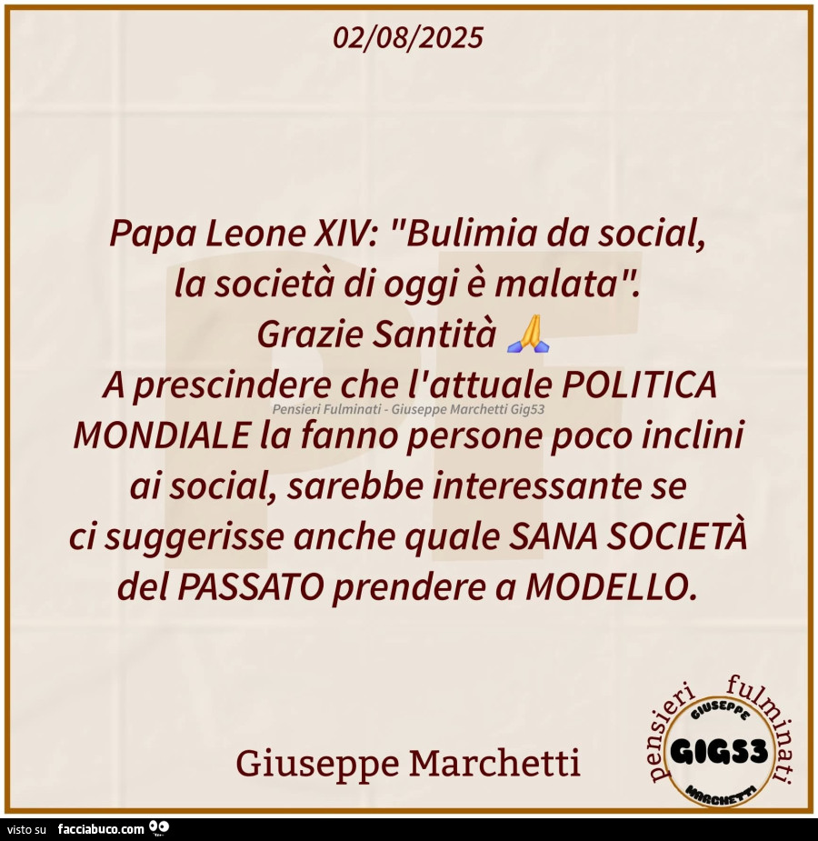 Papa leone xiv contro i social