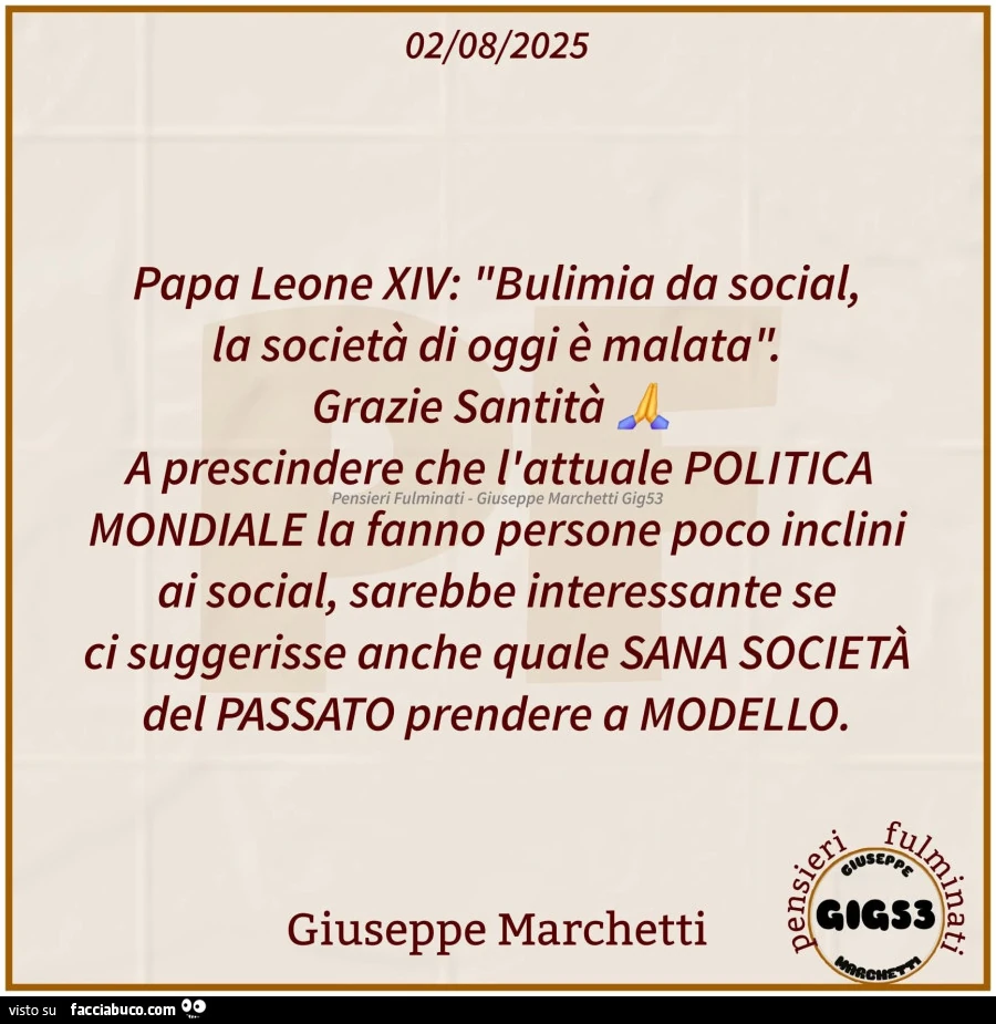 Papa leone xiv contro i social