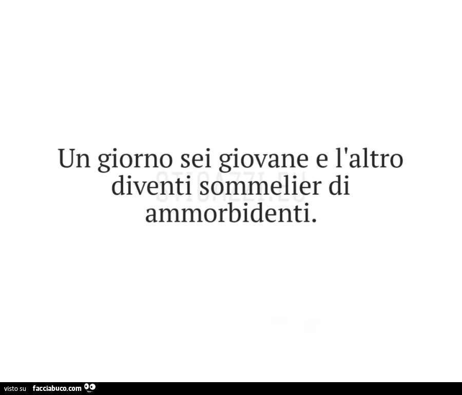 Un giorno sei giovane e l'altro diventi sommelier di ammorbidenti