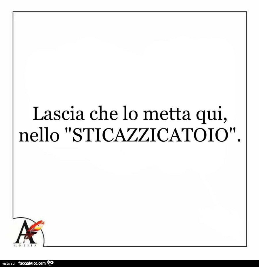 Lascia che lo metta qui, nello sticazzicatoio