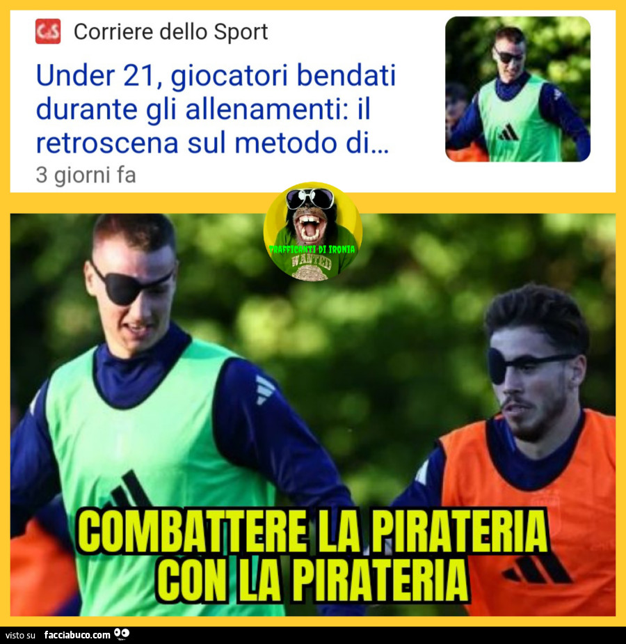 Under 21 giocatori bendati durante gli allenamenti pirateria