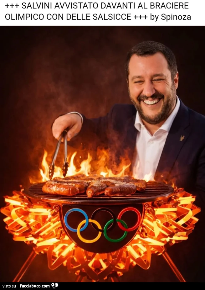 Salvini avvistato davanti al braciere olimpico con delle salsicce by spinoza