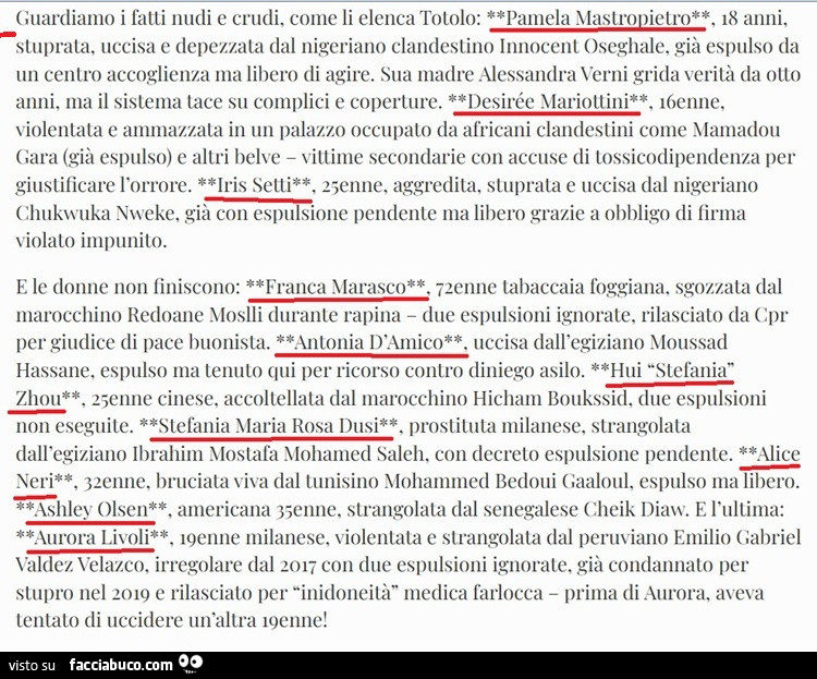 Guardiamo i fatti nudi e crudi, come li elenca totolo