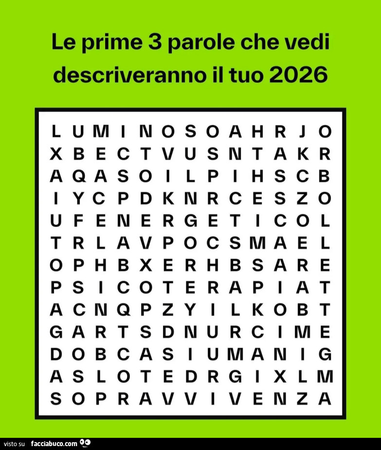 Le prime 3 parole che vedi descriveranno il tuo 2026