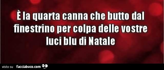 É la quarta canna che butto dal finestrino per colpa delle vostre luci blu di natale